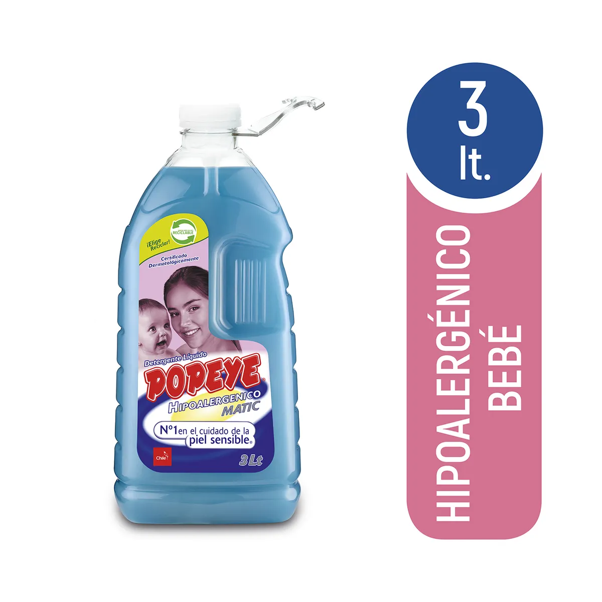 POPEYE - Detergente LíquidoBotella Hipoalergénico Familia Popeye 3 lt