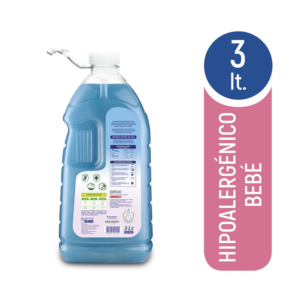 POPEYE - Detergente LíquidoBotella Hipoalergénico Familia Popeye 3 lt