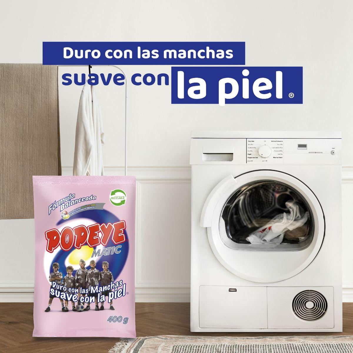 POPEYE - Detergente en Polvo Matic Fórmula Balanceada Popeye 400 gr