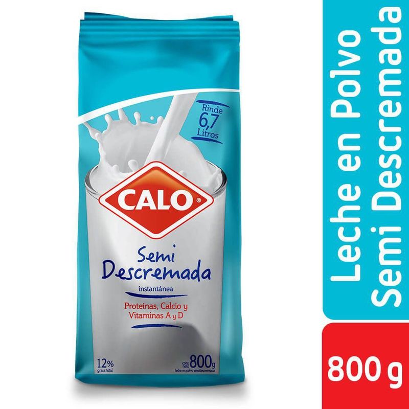 CALO - LECHE SEMIDESCREMADA CALO 800 GRS BOLSA..