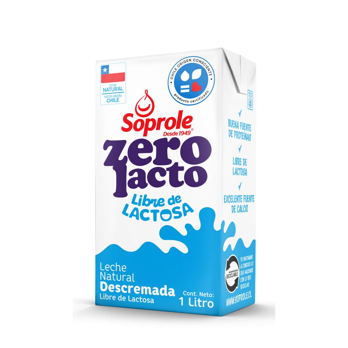 SOPROLE - Leche Descremada Zerolacto Soprole 1 L