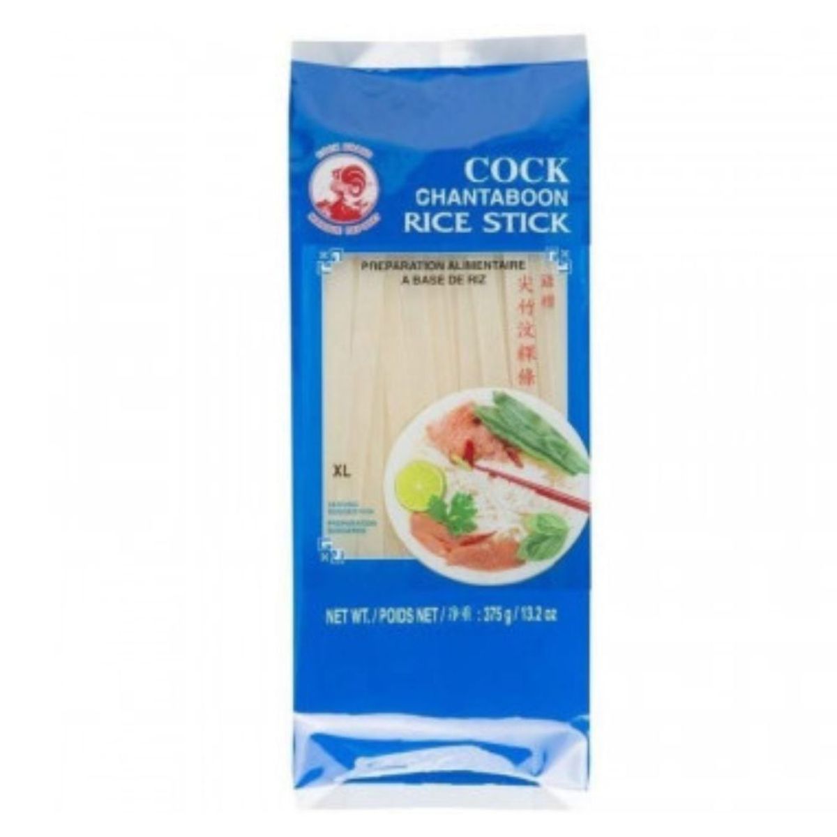 COCK BRAND - FIDEO DE ARROZ ANCHO 375 GRS.