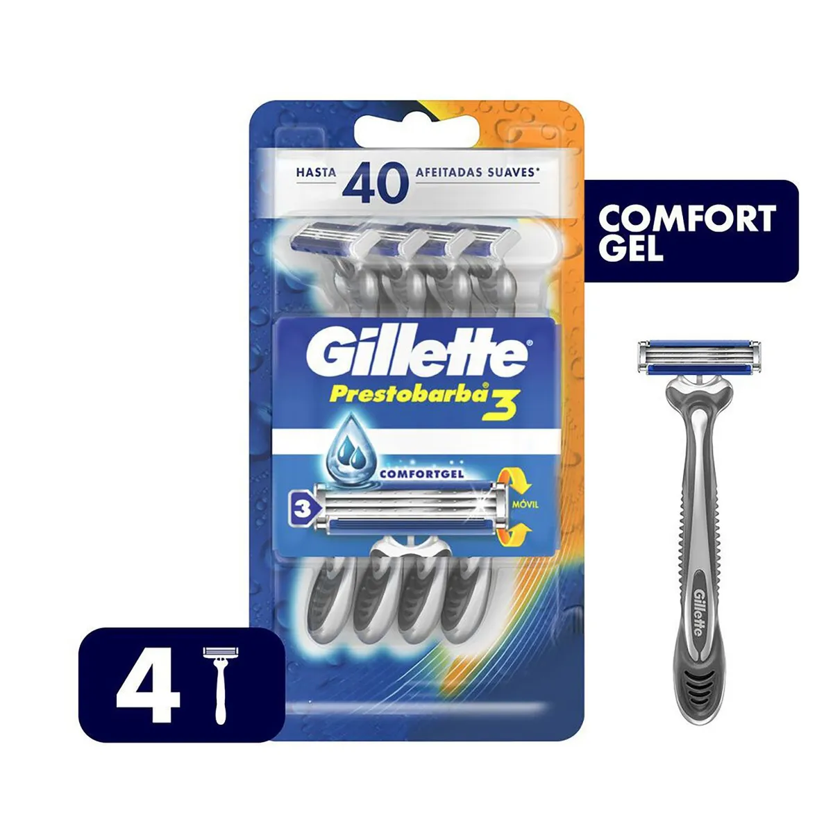 GILLETTE - Máquinas Para Afeitar Prestobarba3 Desechables