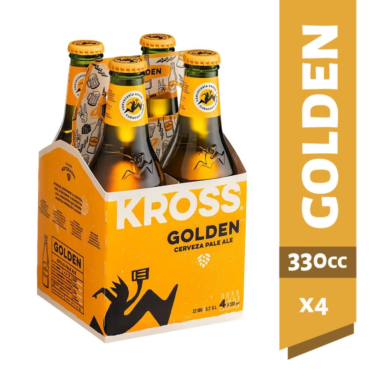 KROSS - Pack Cerveza Artesanal Kross Golden Pale Ale Botella 5.3° 4 x 330 ml