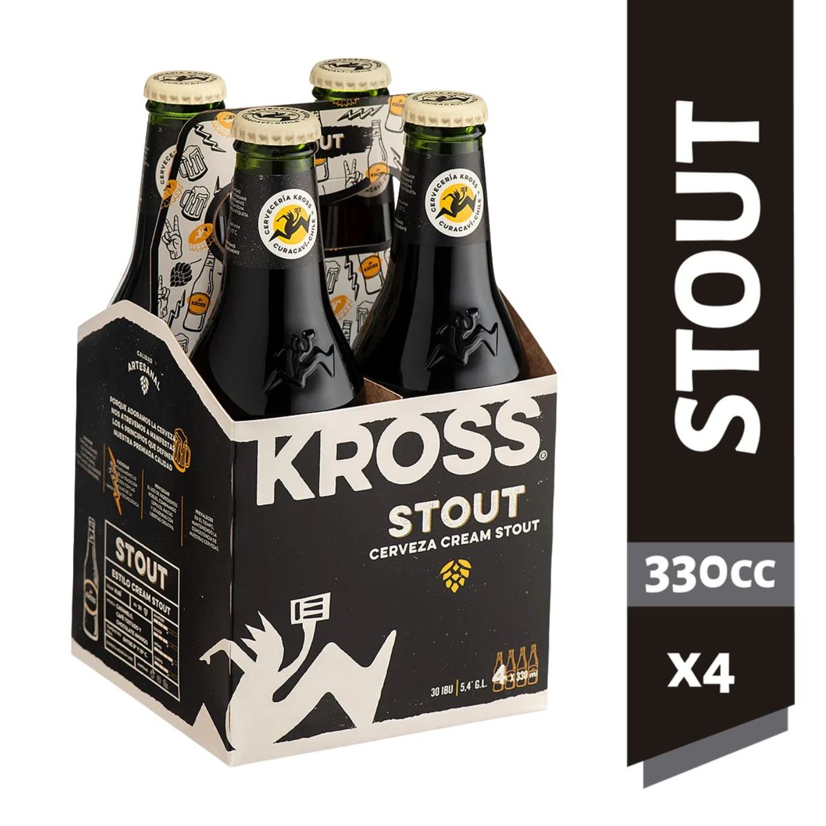 KROSS - Pack Cerveza Artesanal Kross Cream Stout Botella 5.4° 4 x 330 ml