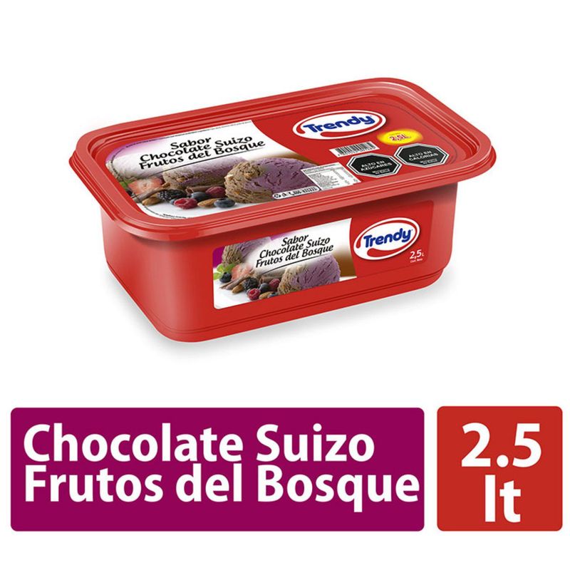 TRENDY - Helado de Leche Sabor Chocolate Suizo Frutos del Bosque Cassata Trendy 2.5 L