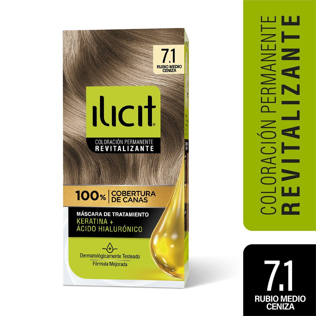 ILICIT - Coloración Permanente 7.1 Rubio Medio Ceniza