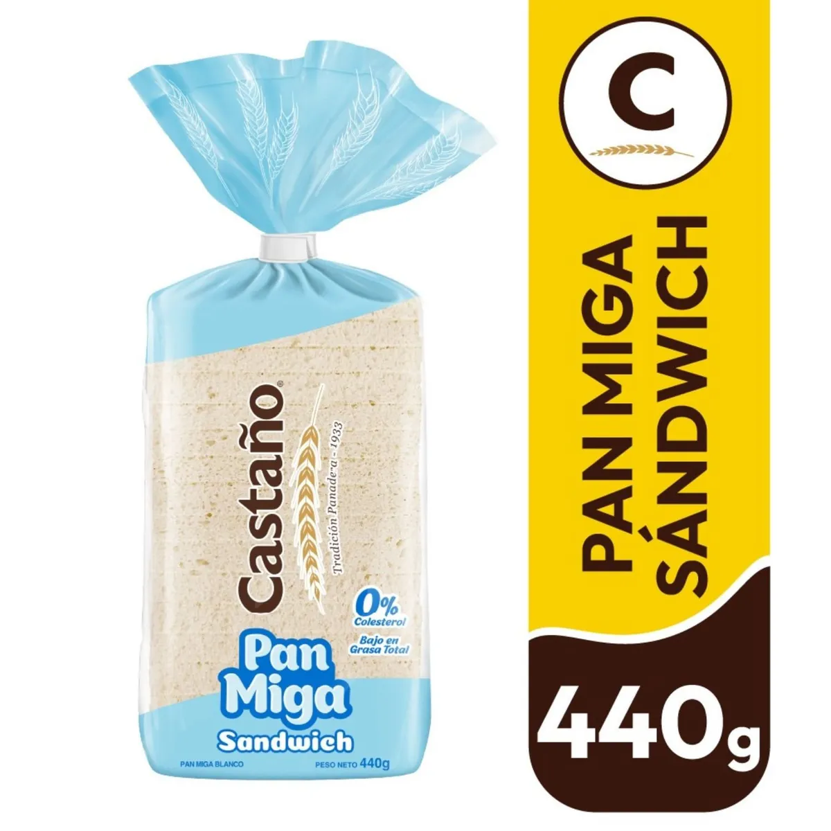 CASTAÑO - Pan de Molde Miga Sándwich Blanco Castaño 440 g