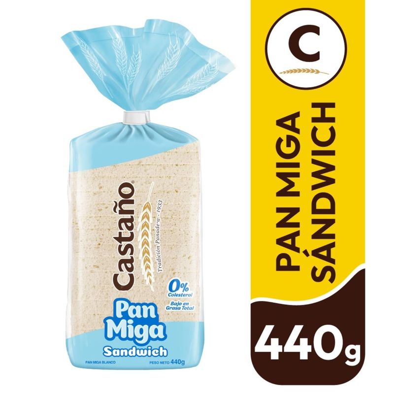  - Pan de Molde Miga Sándwich Blanco Castaño 440 g