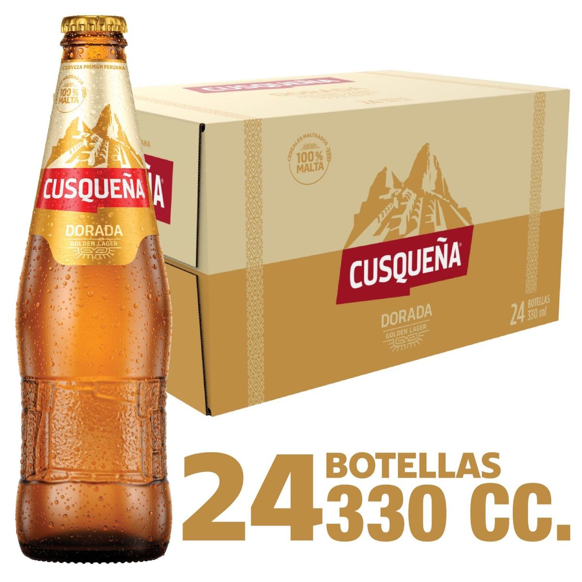CUSQUEÑA - Cerveza Lager Cusqueña Botella 4.8° 24 x 330 ml