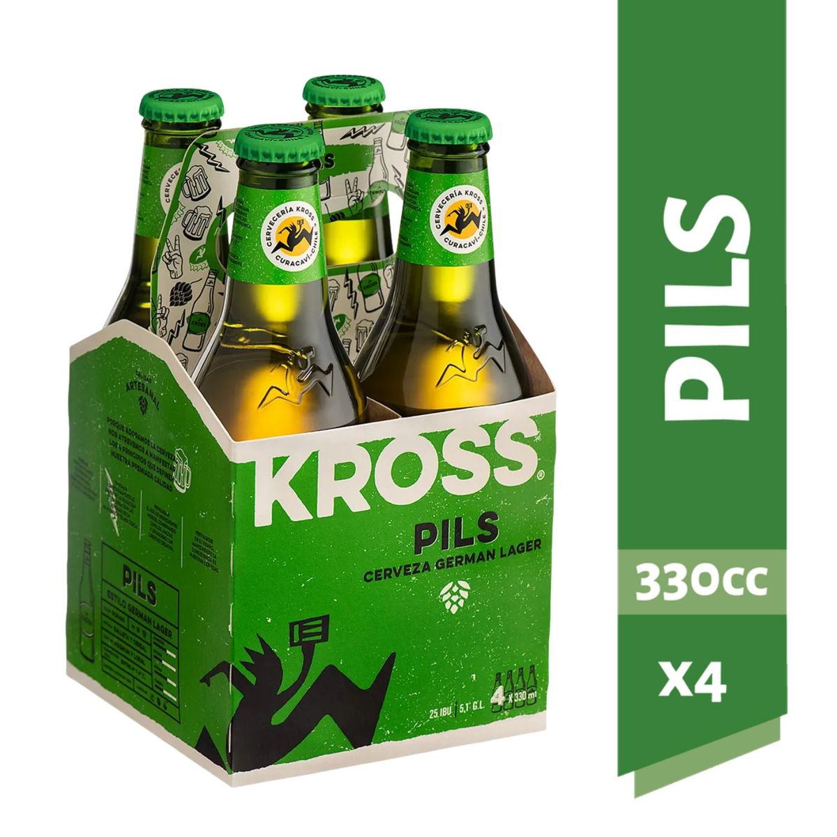 KROSS - Pack Cerveza Artesanal Kross Pils German Lager Botella 5.1° 4 x 330 ml
