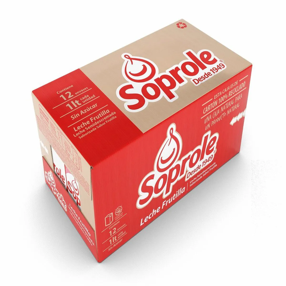 SOPROLE - Pack Leche Semidescremada Sabor Frutilla