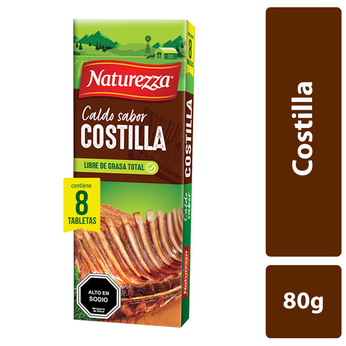 NATUREZZA - Caldo en Tabletas Naturezza Sabor Costilla 80 g
