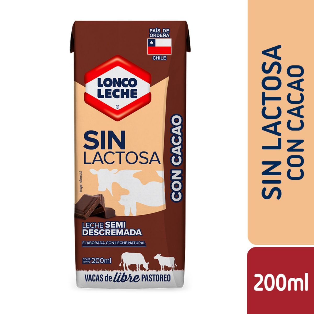 LONCOLECHE - Leche Semidescremada Sin Lactosa Sabor Chocolate