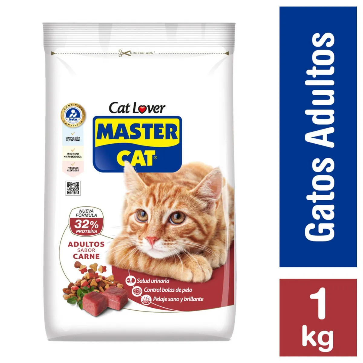 MASTER CAT - Alimento Seco para Gato Sabor Carne 1 Kg