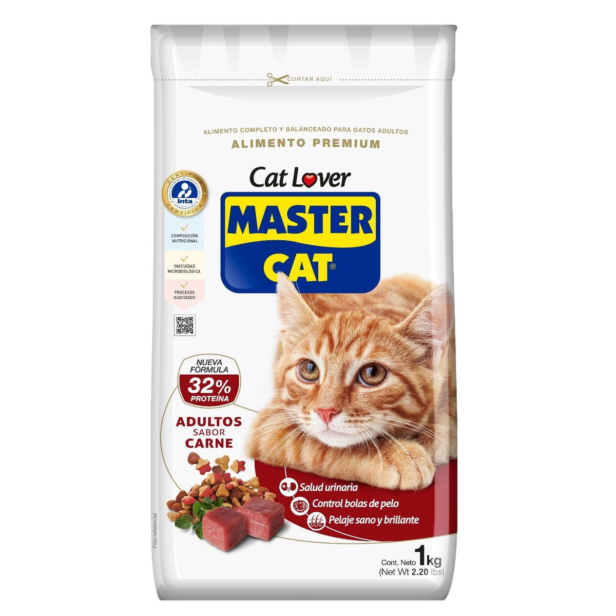 MASTER CAT - Alimento Seco para Gato Sabor Carne 1 Kg