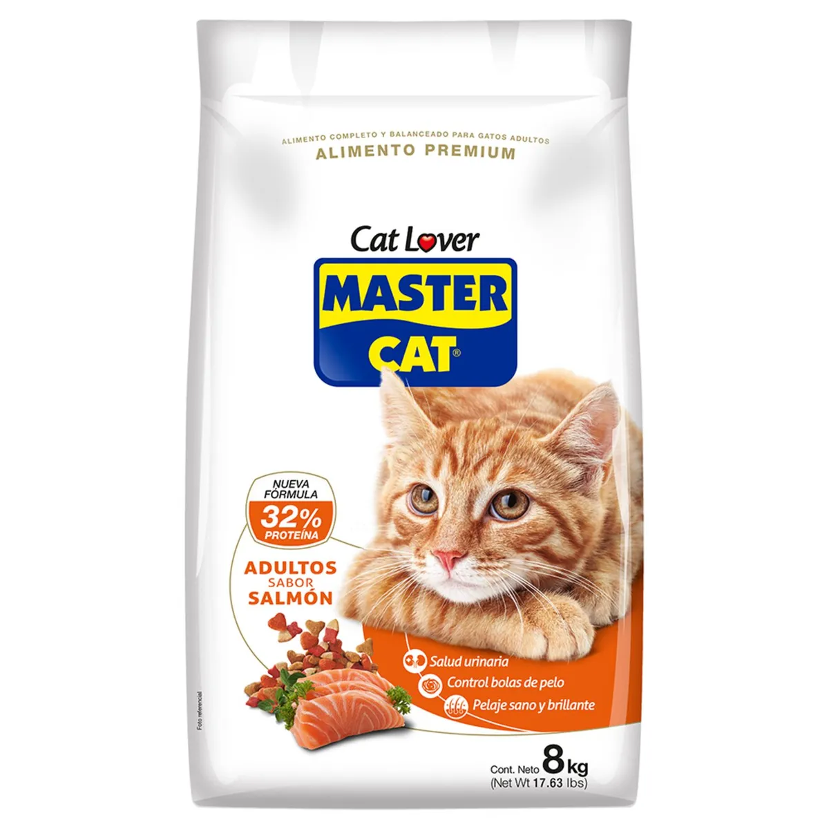MASTER CAT - Alimento Seco para Gato Sabor Salmón 8 Kg