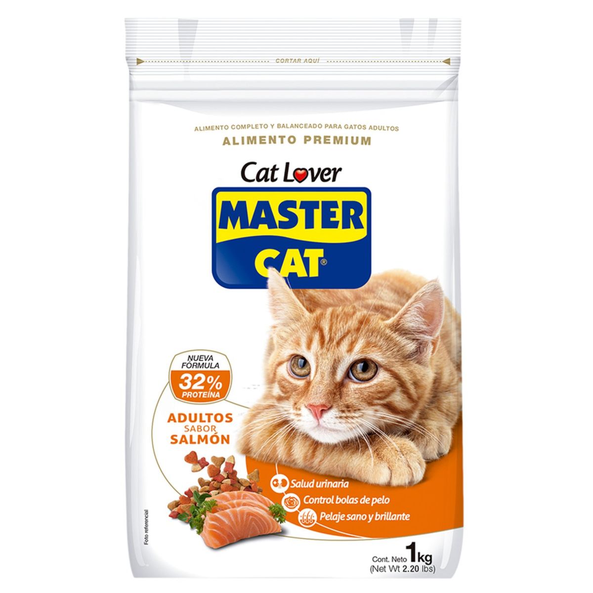 MASTER CAT - Alimento Seco para Gato Sabor Salmón 1 Kg