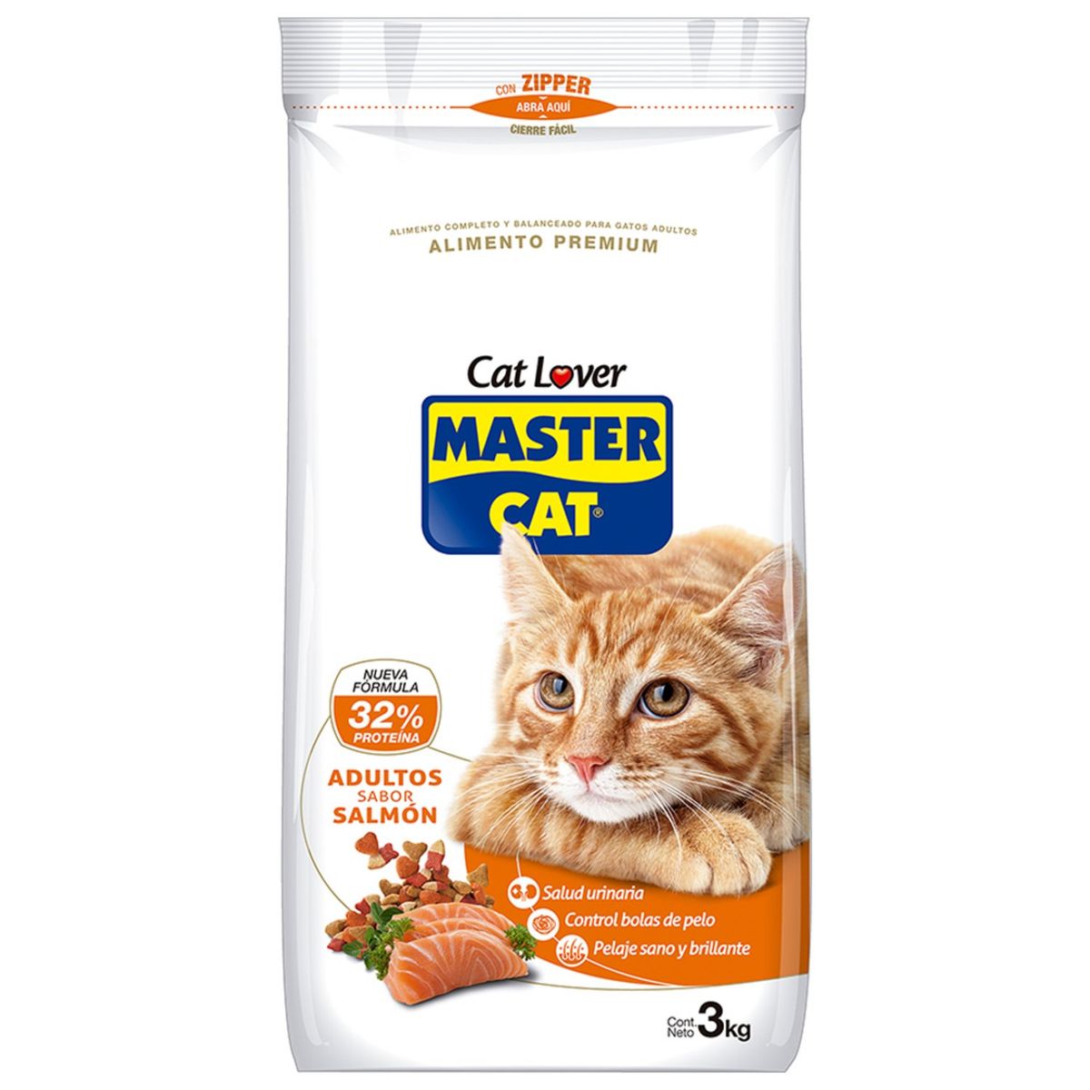 MASTER CAT - Alimento Seco para Gato Sabor Salmón 3 Kg