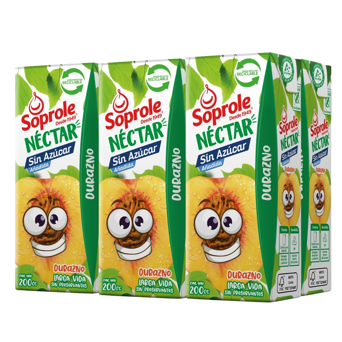 SOPROLE - Pack Néctar de Durazno Sin Azúcar Soprole 6 x 200 ml