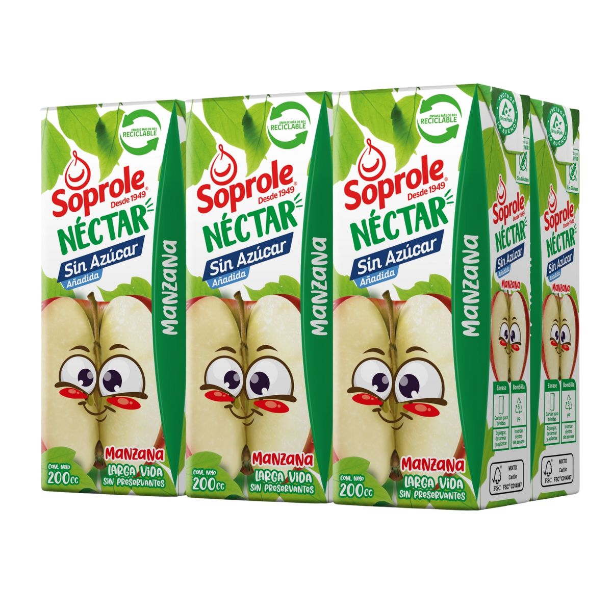 SOPROLE - Pack Néctar de Manzana Sin Azúcar Soprole 6 x 200 ml