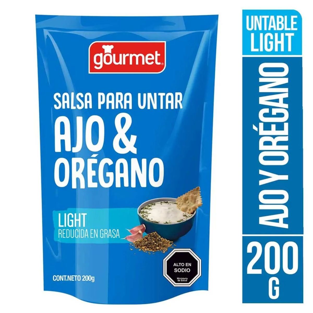 GOURMET - Salsa para Untar Light Sabor Ajo y Orégano Gourmet 200 g