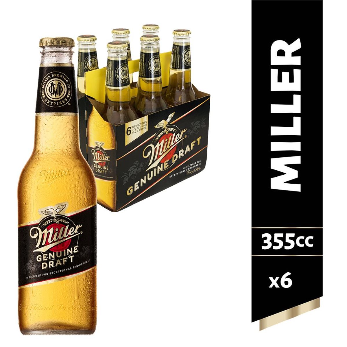 MILLER - CERVEZA MILLER SIX-PACK 4.5G GL 355 CC.
