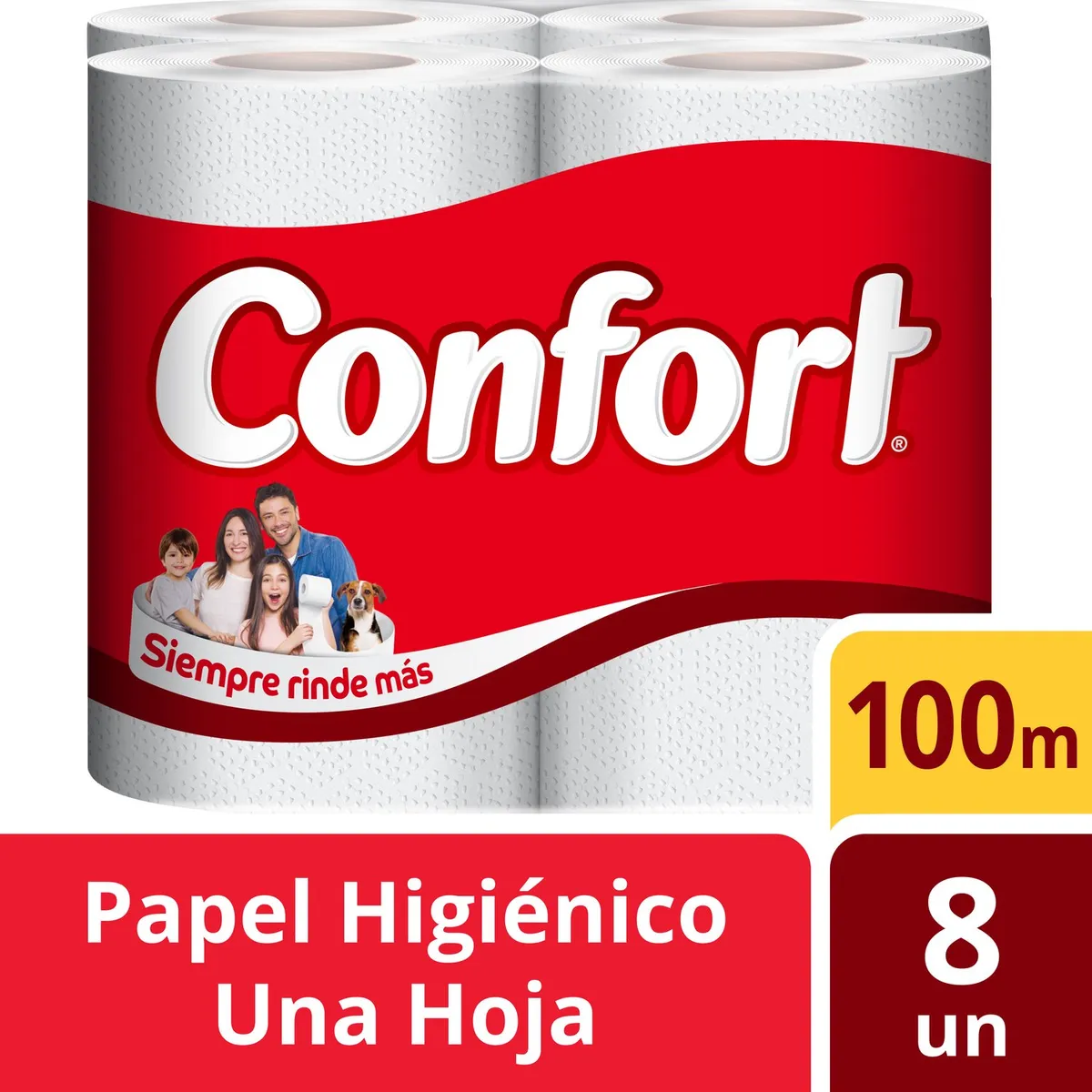 CONFORT - Papel Higiénico Confort Una Hoja 8 x 100 mts