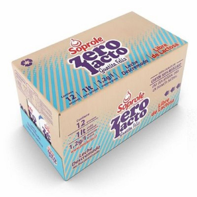 SOPROLE - Pack Leche Descremada Sin Lactosa Soprole 12 x 1 L