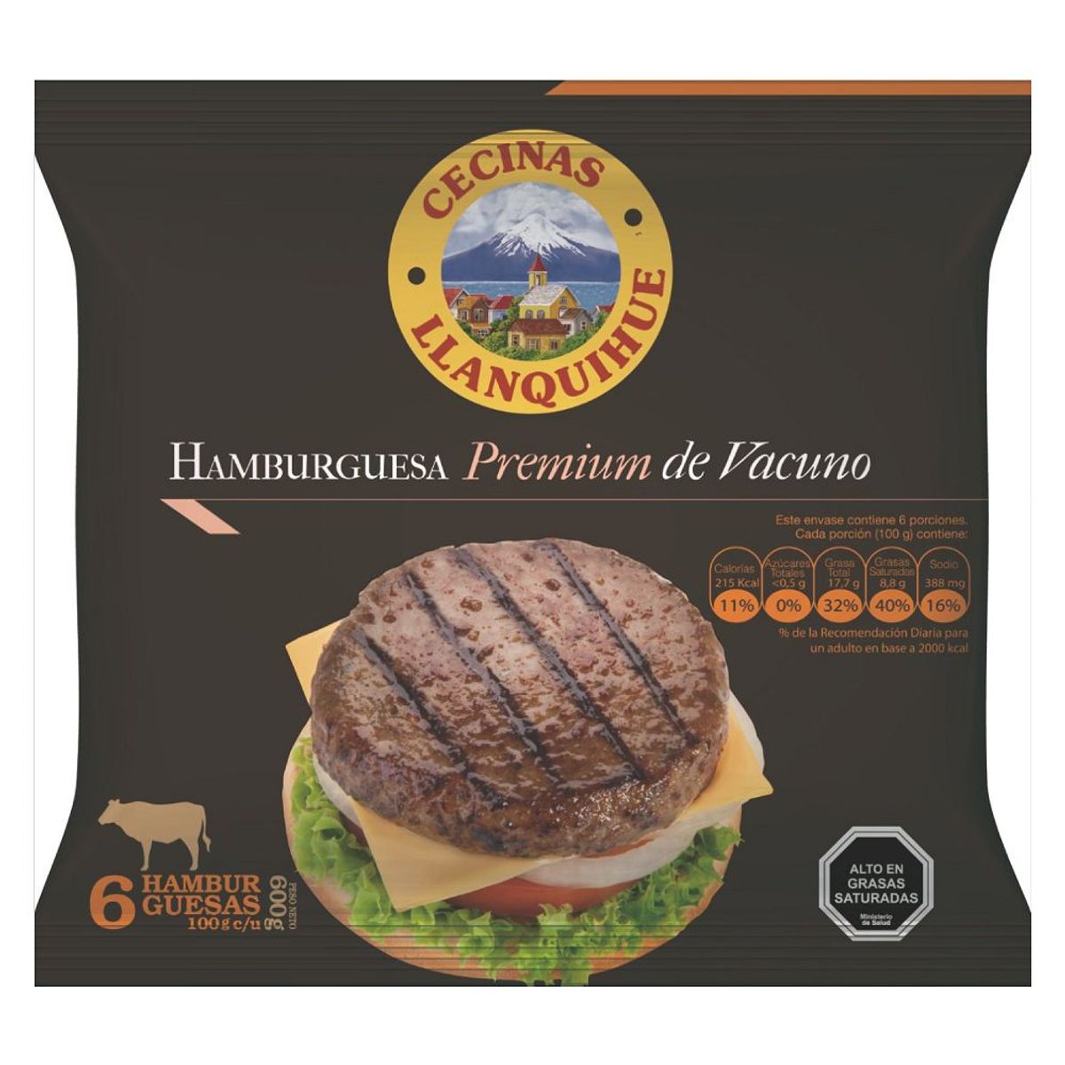 LLANQUIHUE - Pack Hamburguesa de Vacuno Premium Llanquihue 6 x 100 g