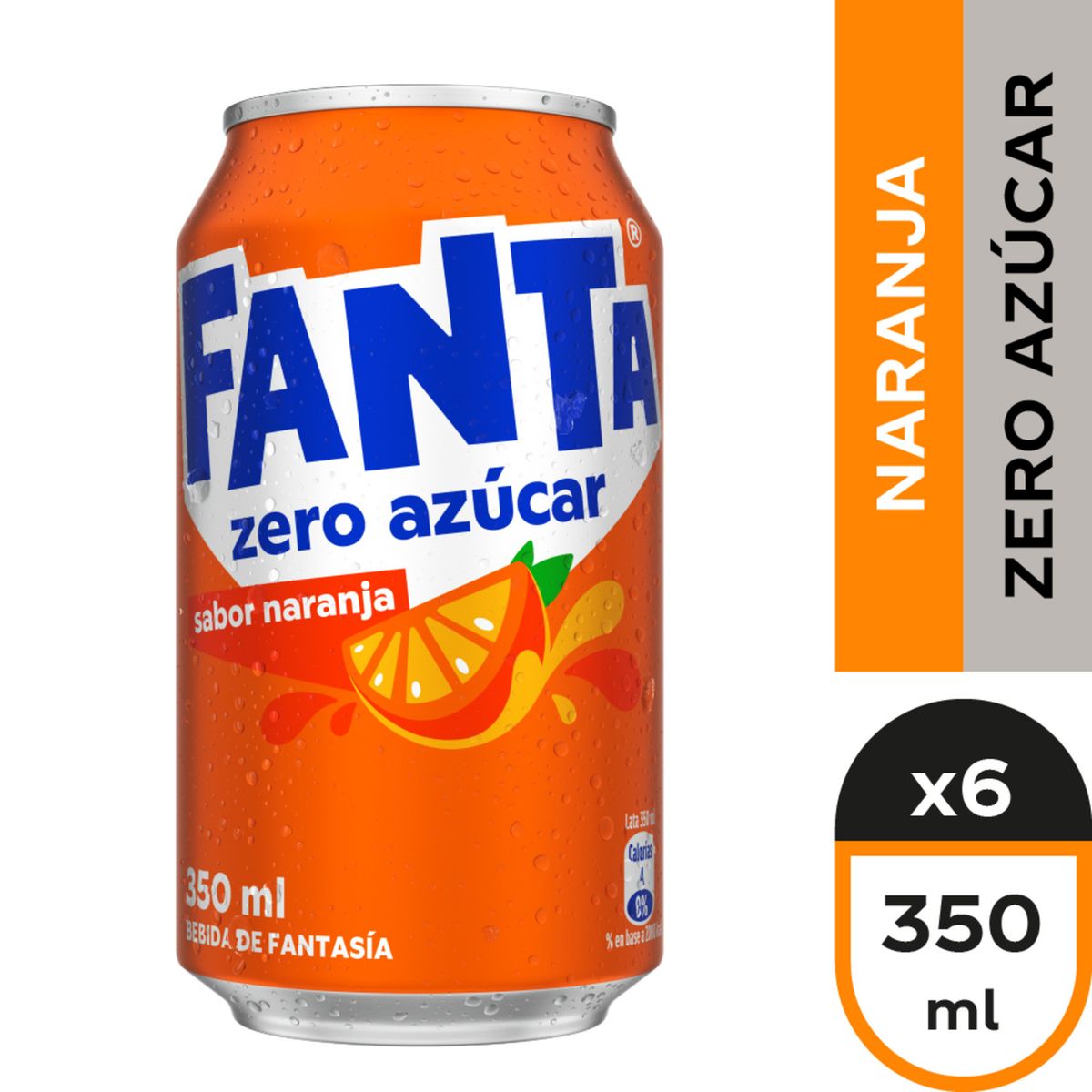 FANTA - Pack Bebida Fanta Zero Azúcar Lata 6 x 350 ml