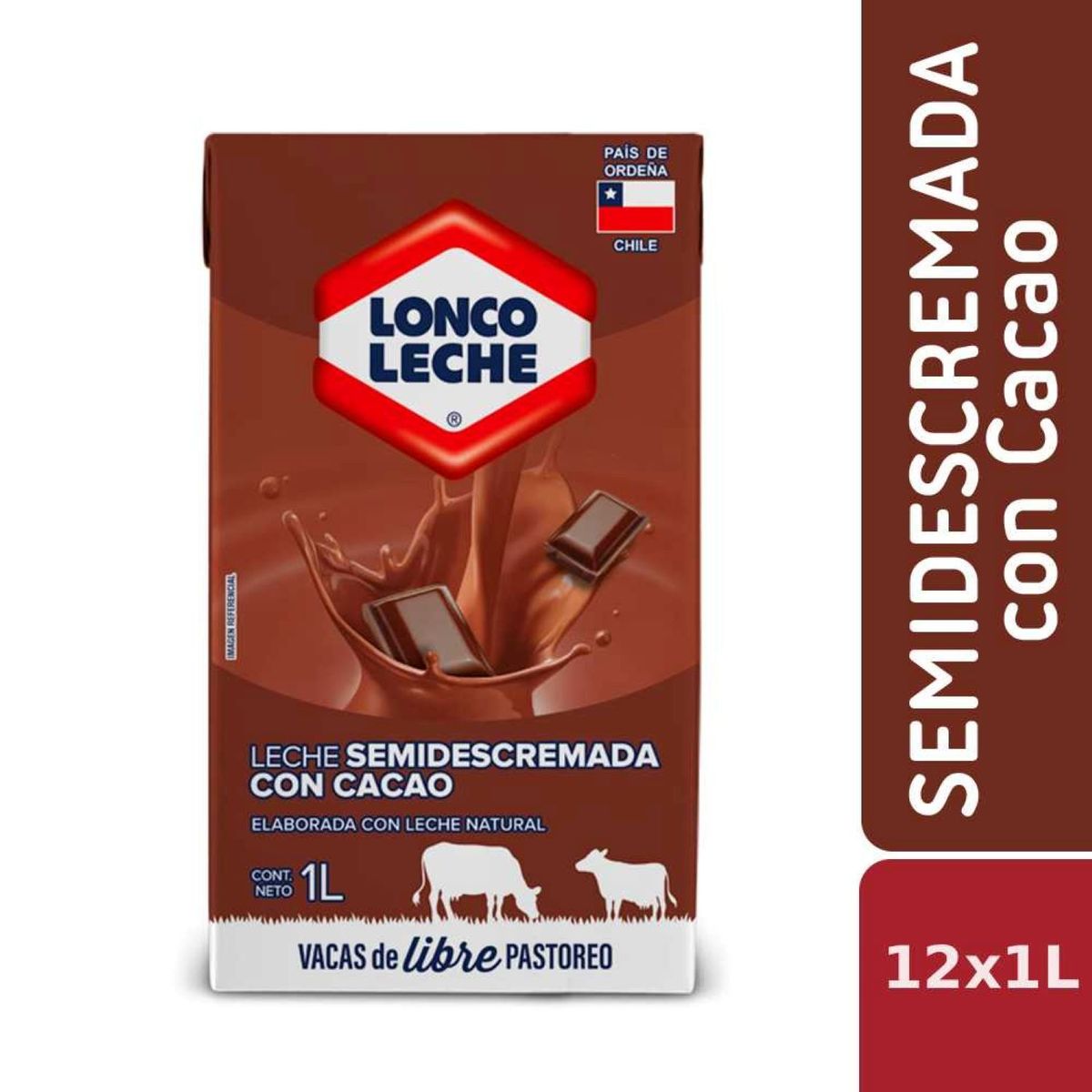 LONCOLECHE - Pack Leche Semidescremada Sabor Chocolate