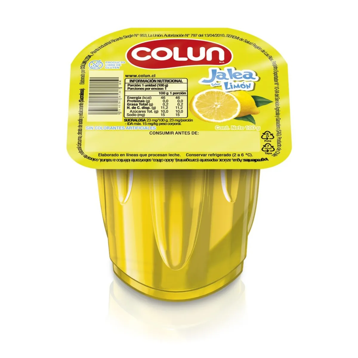COLUN - Jalea Sabor Limón Colun 100 g