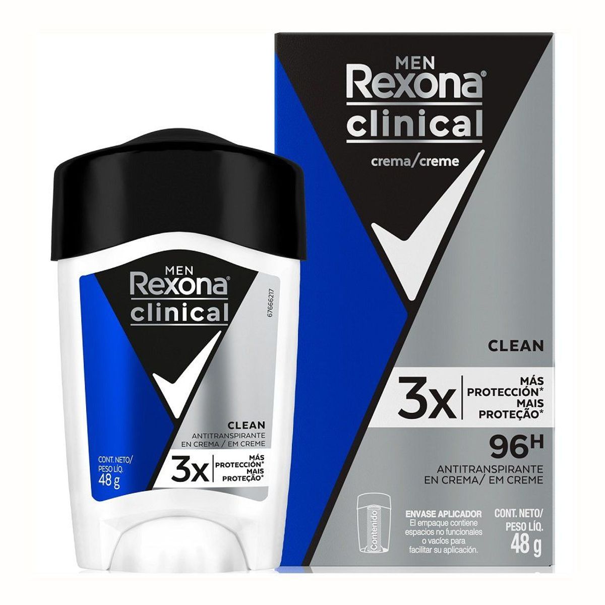 REXONA - Desodorante en Barra Masculino Rexona Clinical Clean 48 g