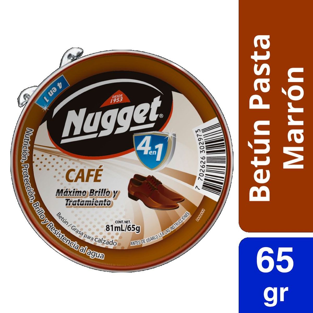 NUGGET - Betún Pasta para Calzado Marrón Nugget 65 g
