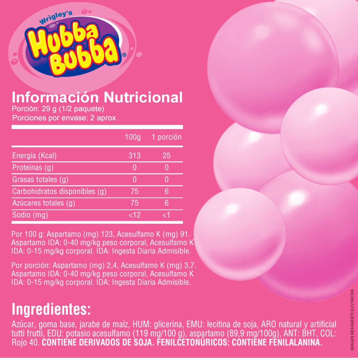 WRIGLEY - Chicle Hubba Bubba Wrigley Sabor Tutti Frutti 56.7 g