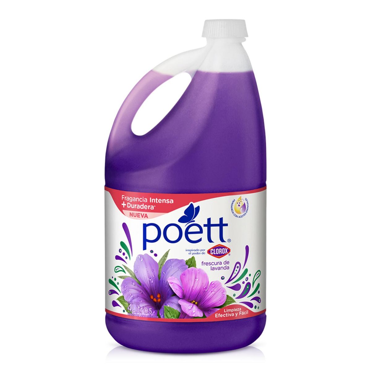 POETT - Limpiador Desinfectante de Pisos Poett Frescura de Lavanda Botella 4 Lts