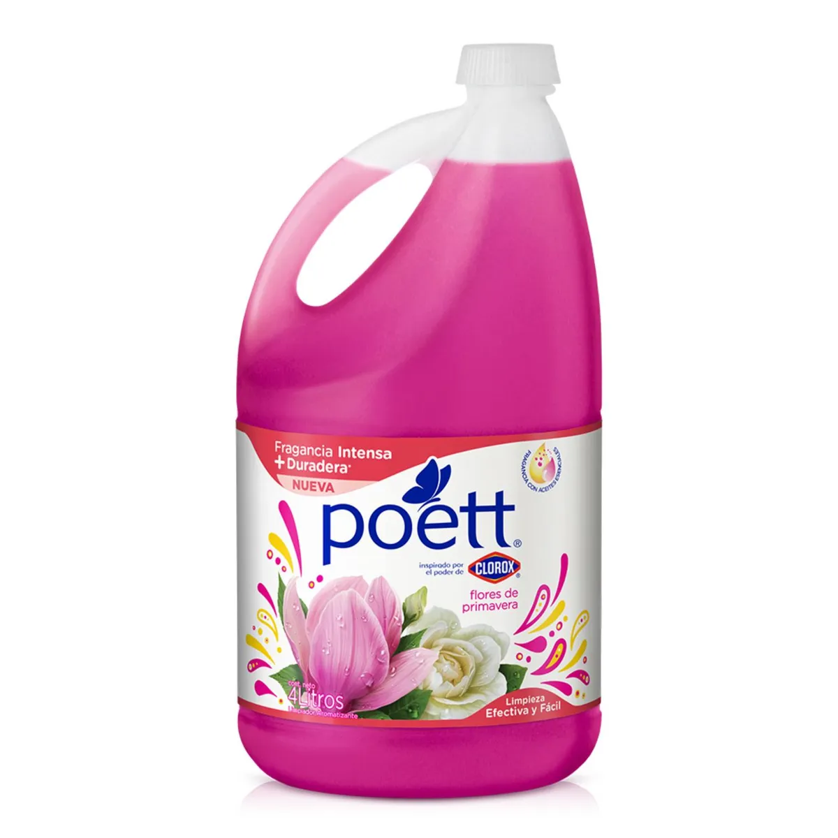 POETT - Limpiador Desinfectante de Pisos Poett Flores de Primavera Botella 4 Lts