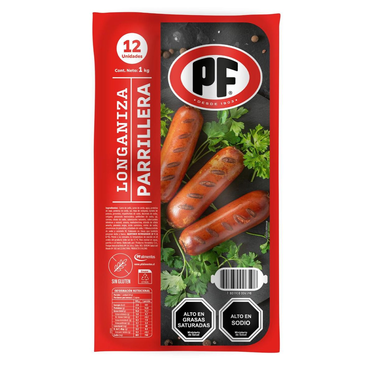 PF - Longaniza Parrillera Al Vacío PF 1 Kg