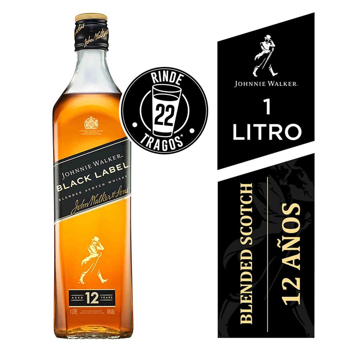 JOHNNIE WALKER - Whisky Johnnie Walker Black Label 40° Gl 1000 cc
