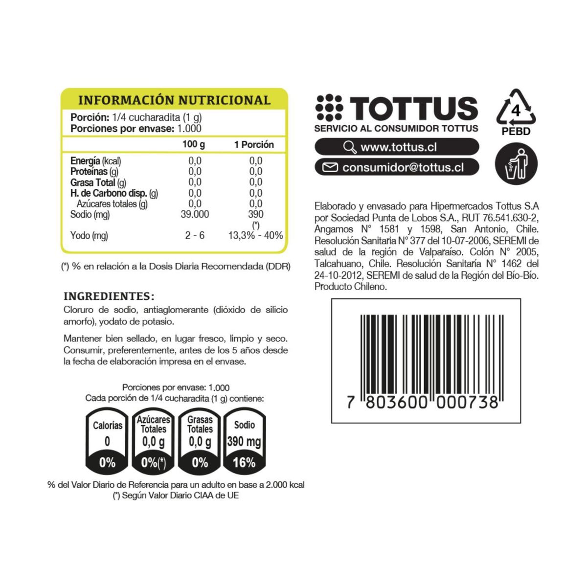 TOTTUS - Sal Fina Yodada Tottus 1 Kg