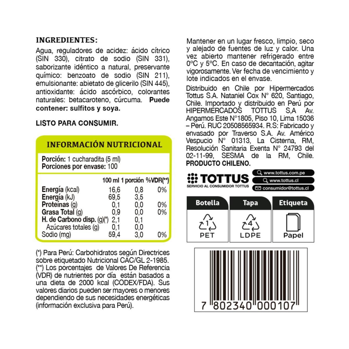 TOTTUS - Sucedáneo Limón