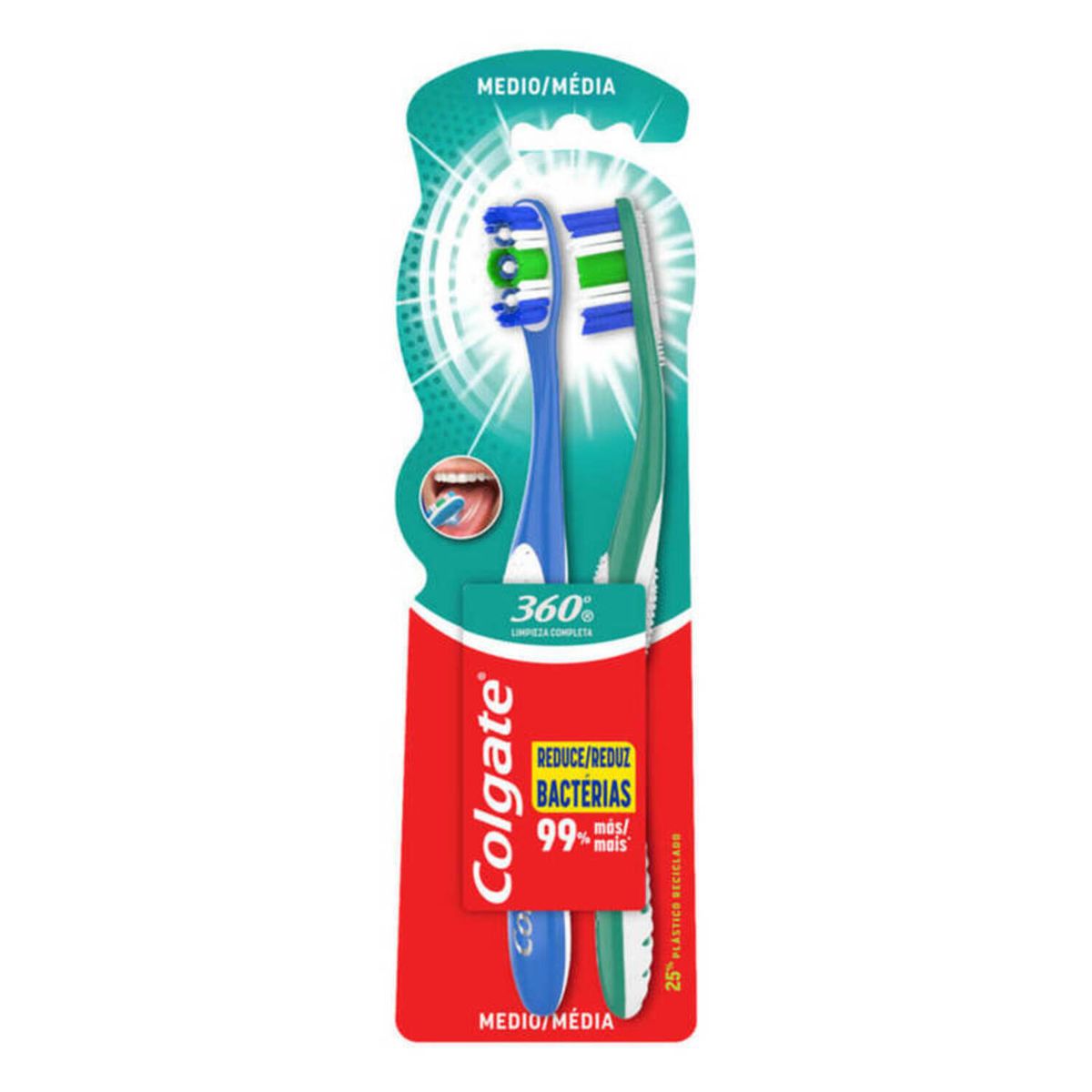 COLGATE - Cepillo de Dientes Colgate 360° Limpieza Completa 2 Un