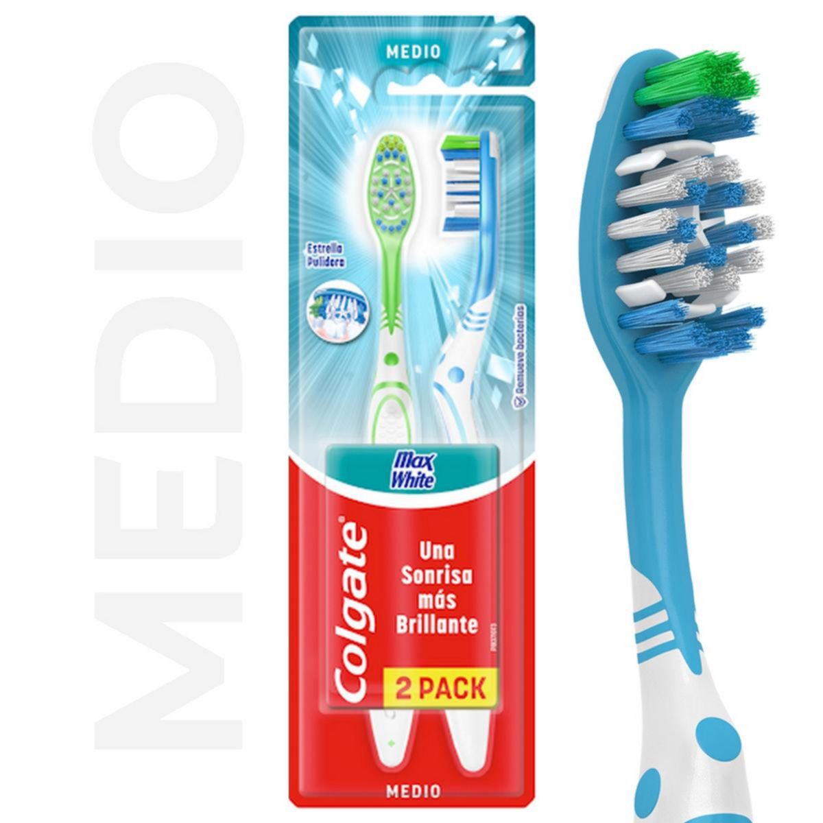 COLGATE - Pack Cepillo Dental Max White Medio
