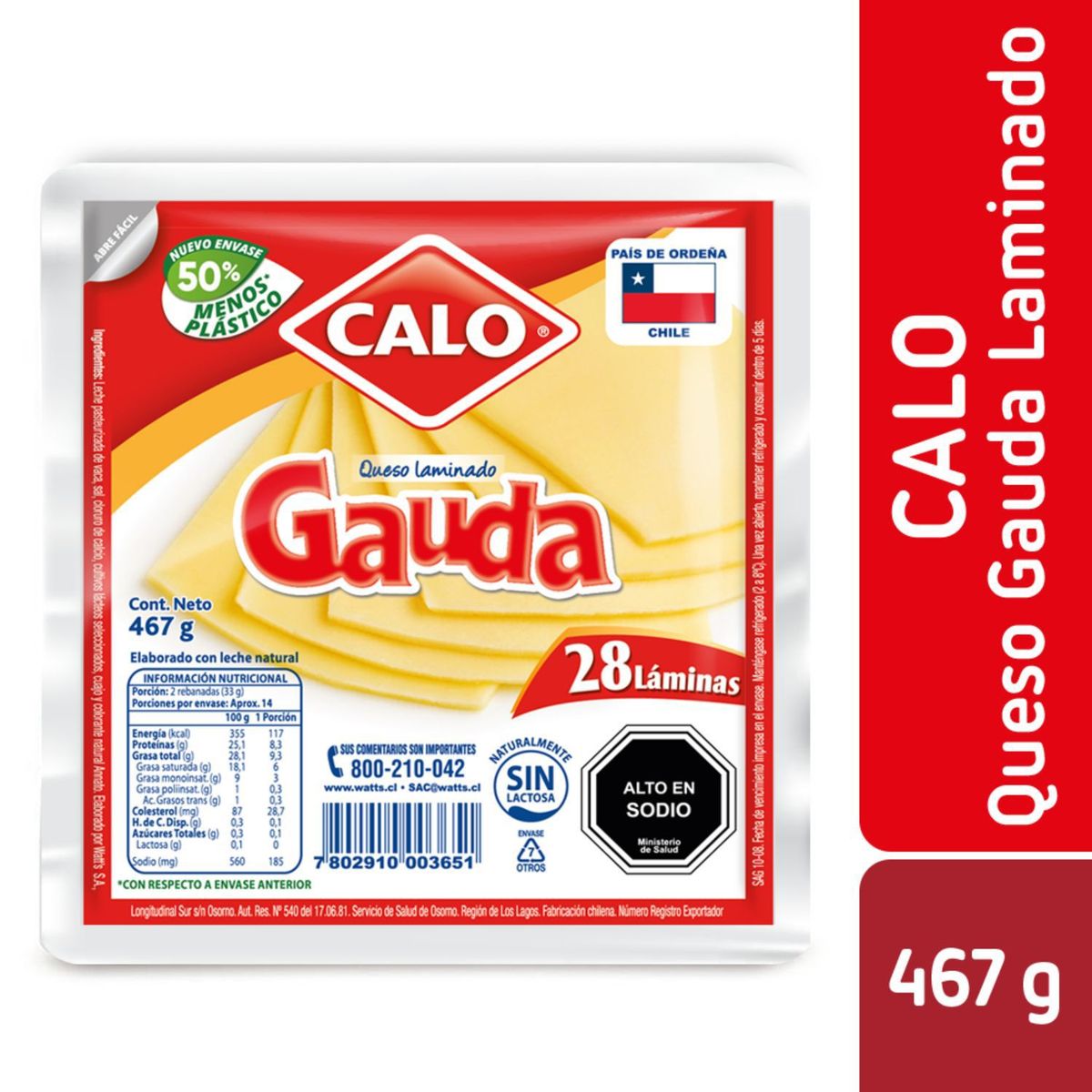 CALO - Queso Gauda Laminado Calo 467 g