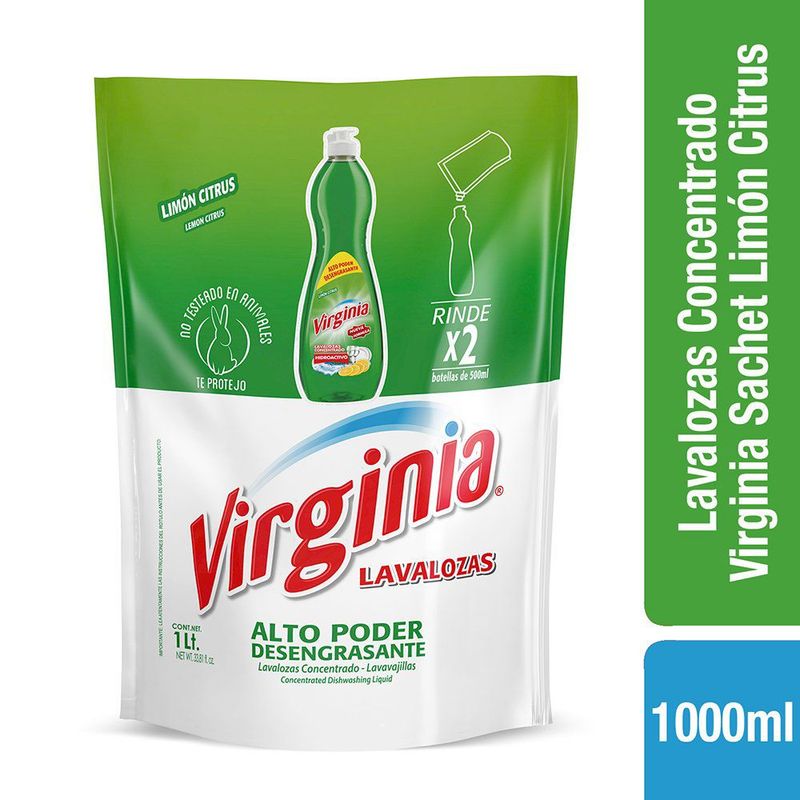 VIRGINIA - Lavalozas Virginia en Sachet Aroma Limón Citrus 1 L