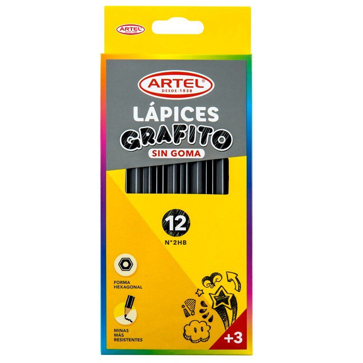 ARTEL - Set 12 Lápices Grafito 2 HB Hexágono