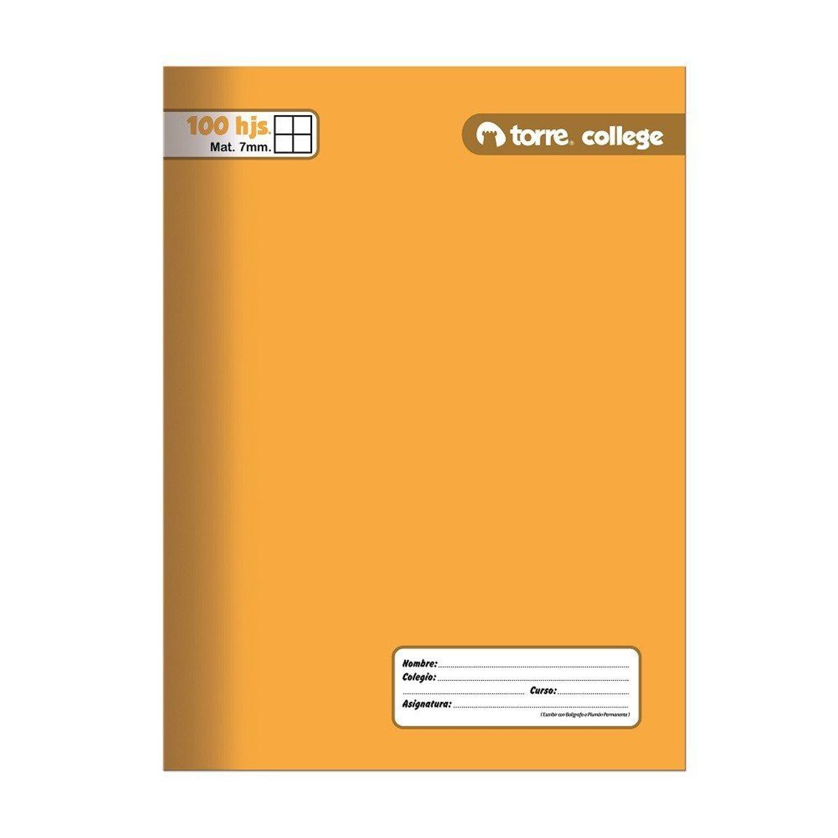 TORRE - Cuaderno Collage Liso Matemática 100 Hojas