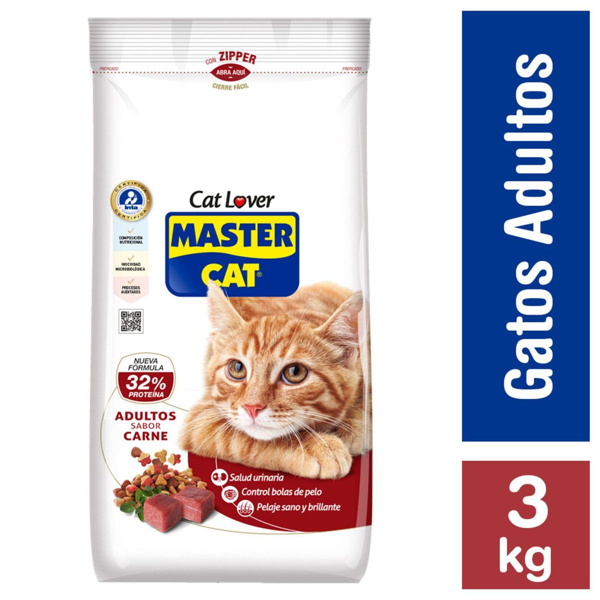 MASTER CAT - Alimento Seco para Gato Sabor Carne 3 Kg