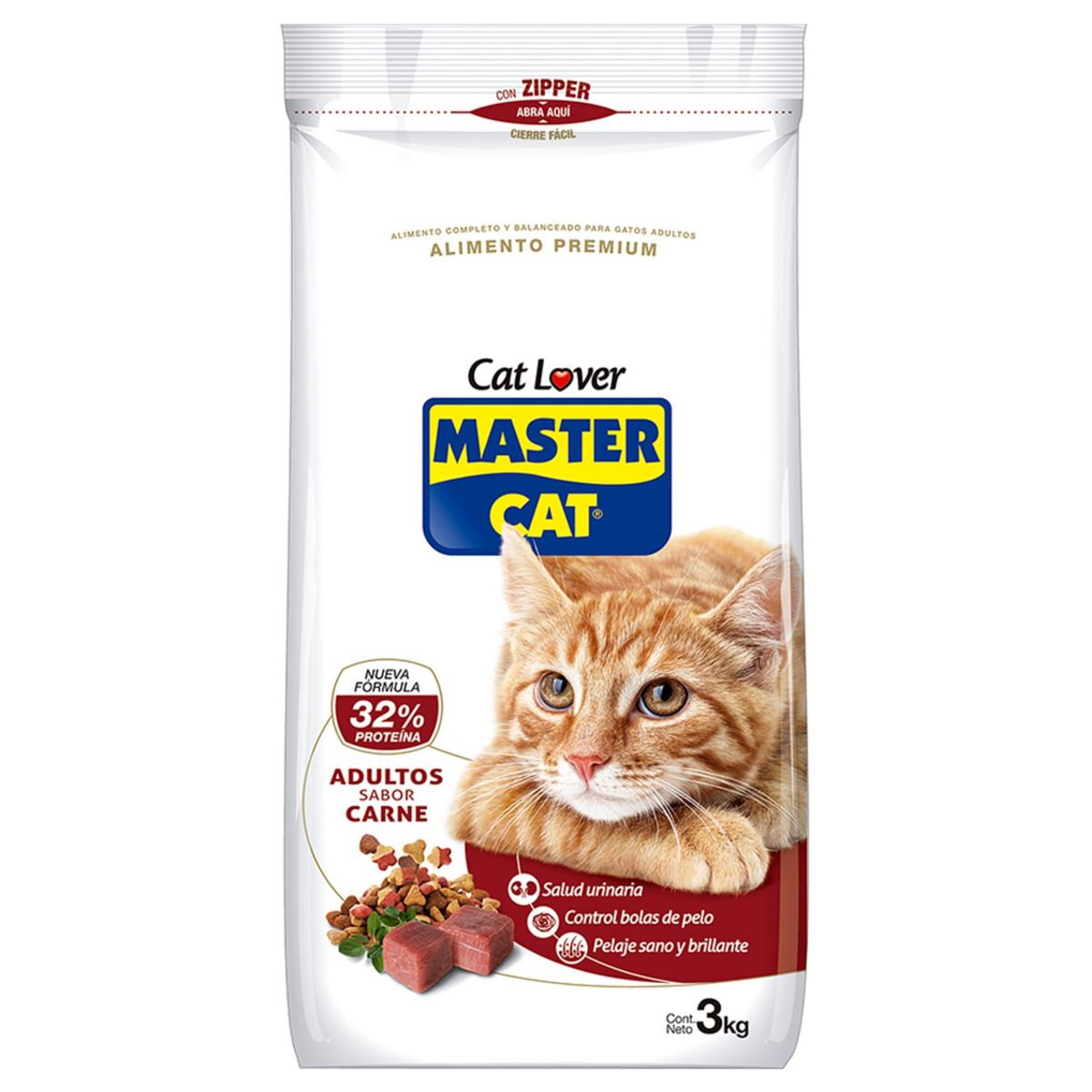 MASTER CAT - Alimento Seco para Gato Sabor Carne 3 Kg